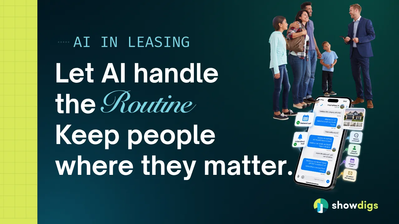property manager reviewing an AI handled prospect text conversation on a phone
