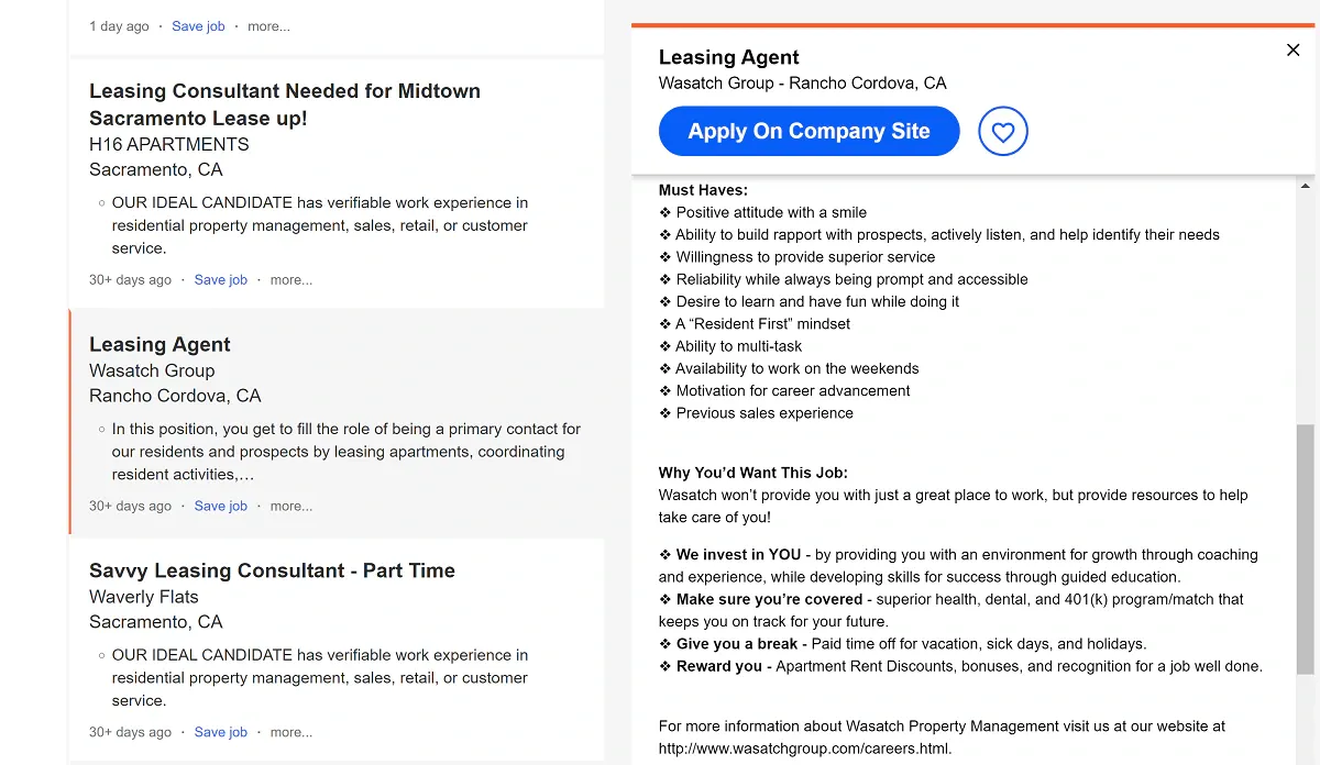 Informal leasing agent job description example, page 2