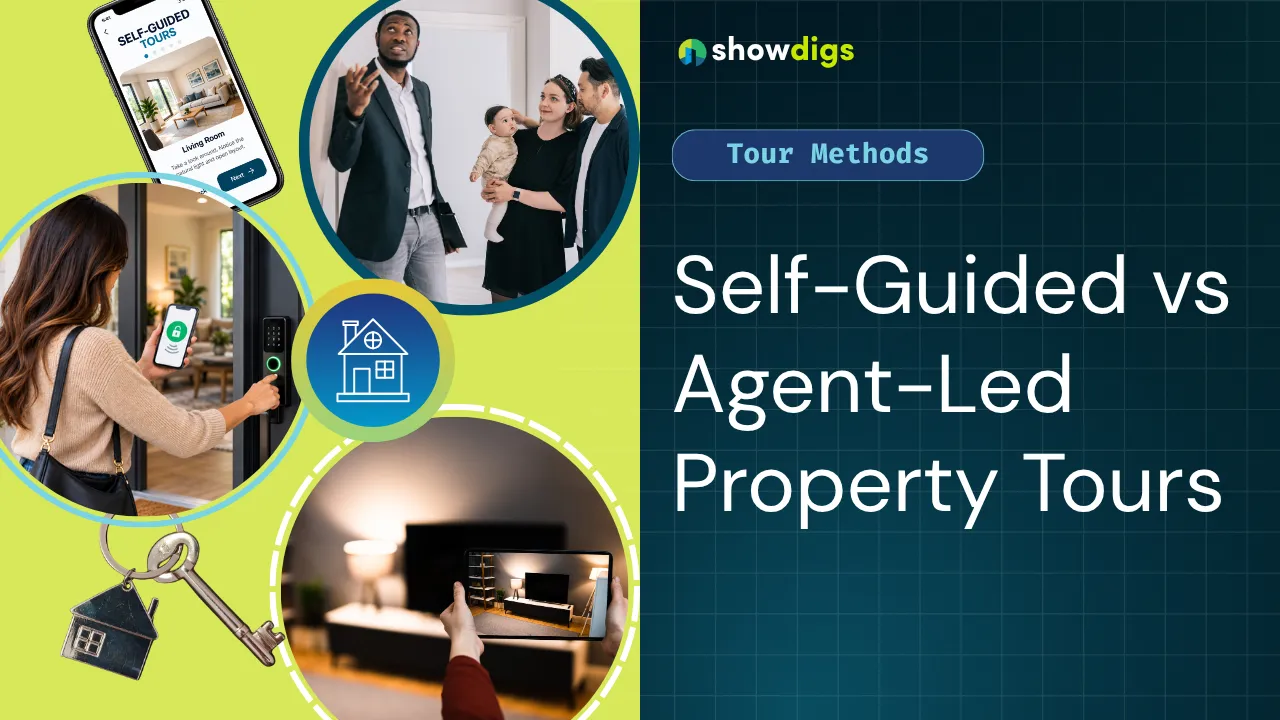 licensed showing agent walking a prospective renter through an occupied rental property